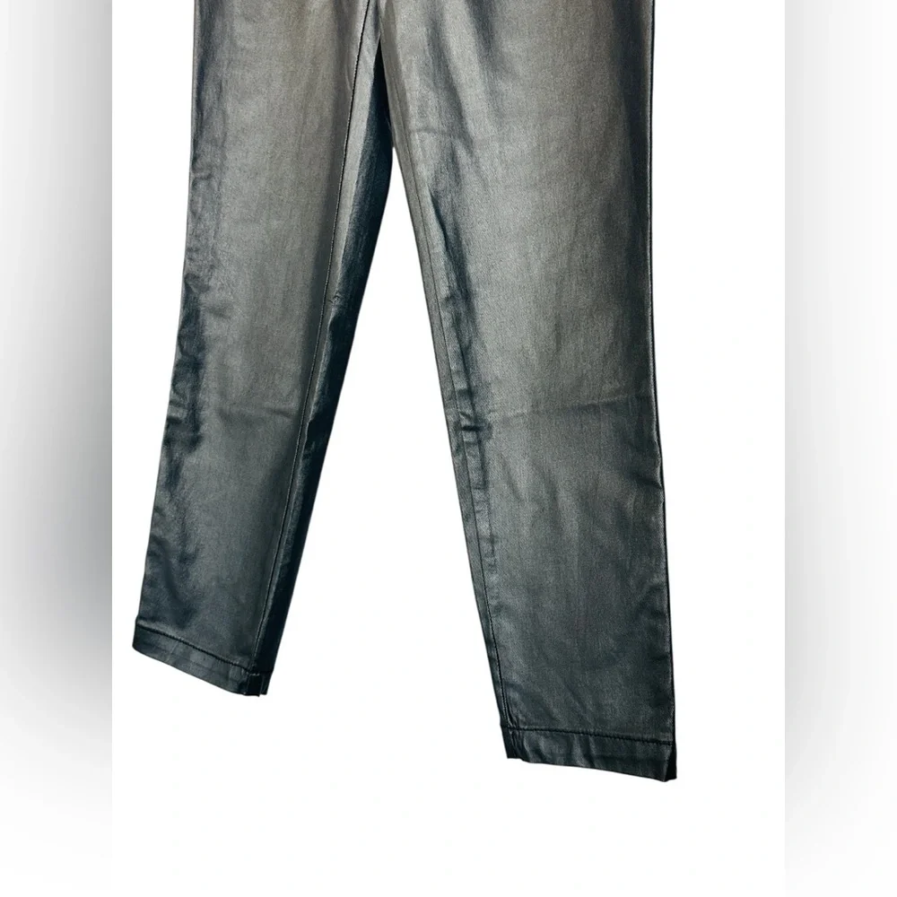 KUT from the Kloth Lessie Coated Denim High Waist Pleated Faux Leather Pants